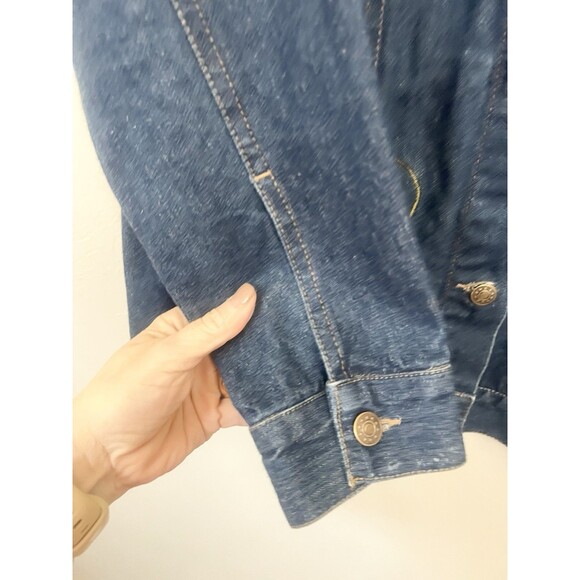 VTG Quacker Factory Denim Jacket Womens M Scarecrow Pumpkin Fall Embroidered - Picture 3 of 8